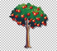 Apple tree on grid background vector