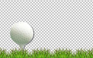 Golf ball and grass on grid background vector