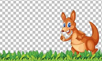 Cute kangaroo cartoon character on grid background vector
