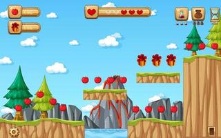 Collecting Apples Platform Game Template vector