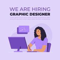 We are hiring graphic designer concept in flat design vector