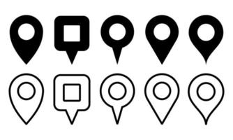 conjunto de iconos de pin localizador. Varias colecciones de iconos de marcas de ubicación. perfecto para el elemento de diseño de la aplicación de navegación, gps y guía de viaje