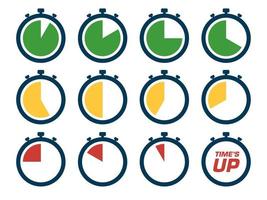 Countdown timer icon set. Time sequence runs until time's up. Perfect for the design elements of timing, alarms and timestamps infographic. vector