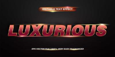 Concepto de maqueta de estilos de efecto de texto editable en 3D: color degradado de oro rojo de palabras de lujo vector