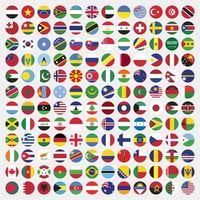 Set of round country flags in the world vector