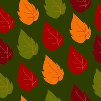 Autumn leaves seamless pattern on green