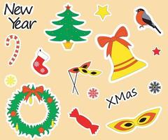 new year's sticker pack vector