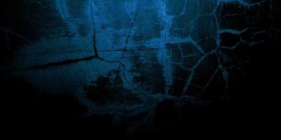 Scary dark blue cracked wall for background photo