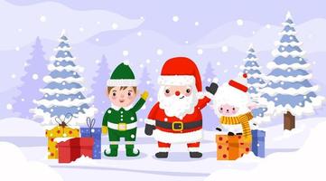 Santa Claus and Friends Post Card Vector