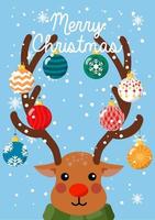 Merry Christmas With Rudolph Post Card Vector