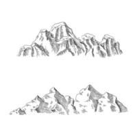 Mountains sketch outdoor wild nature rocks mountains collection hand drawn vector