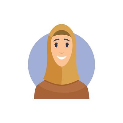 Muslim avatars arabic male female characters front view portraits faces vector east people avatar muslim man woman illustration