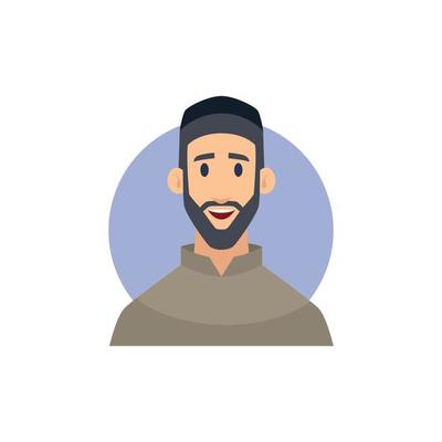 Muslim avatars arabic male female characters front view portraits faces vector east people avatar muslim man woman illustration