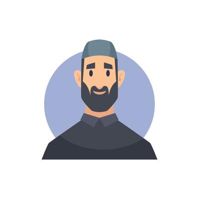 Muslim avatars arabic male female characters front view portraits faces vector east people avatar muslim man woman illustration