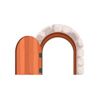 abrir puertas cerradas antiguas puertas de madera de acero exterior antiguo aislar ilustración vector