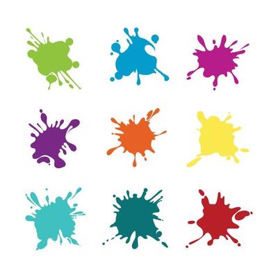 Paint splashes various colors splash paint stain blot blob various colored