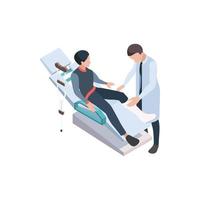 Patient hospital emergency first injury room health adults persons nurse doctors medical illustration isometric interior vector