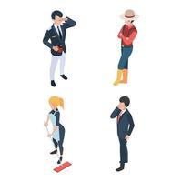 People isometric professions job persons different workers engineer businessman doctor chef farmer characters vector