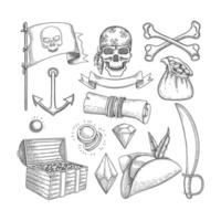 Pirate items set vector
