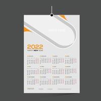 Orange Colored 12 Month Wall Vector Calendar 2022 Design