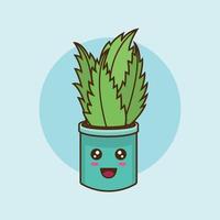 cute houseplant character design free vector