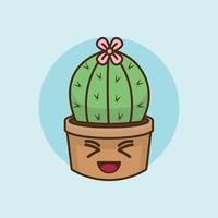 cute cactus character design free vector