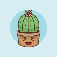 cute cactus character design free vector