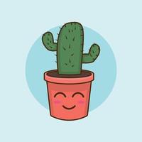 cute cactus houseplant character design free vector