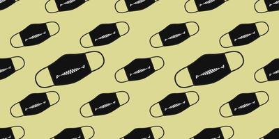 Seamless pattern of funny masks in mask design. Face mask design template, dust protection and breathing medical respiratory. vector