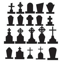 Selection of gravestones from the halloween cemetery on a white background - Vector