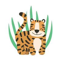 pequeño tigre lindo. símbolo chino del año 2022. año del tigre. lindo telón de fondo decorativo, bueno para imprimir. animal de dibujos animados. vector