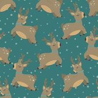 Patrón de Navidad con ciervos mano escandinava dibujada de patrones sin fisuras. año nuevo, navidad, vacaciones textura para impresión, papel, diseño, tela, fondo. ilustración vectorial vector
