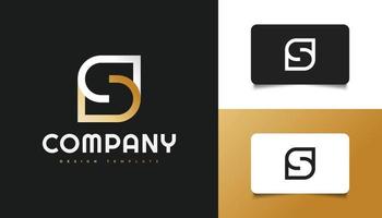 Diseño de logotipo letra s abstracto y minimalista en blanco y dorado. símbolo del alfabeto gráfico para la identidad empresarial corporativa vector