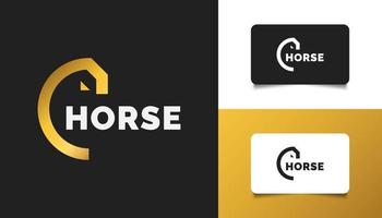Abstract Golden Horse Logo Design with Letter C Concept. Graphic Alphabet Symbol for Corporate Business Identity vector