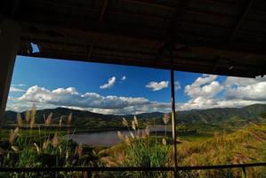 Beautiful mountains landscape and cloud blue sky photo