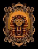 ilustración, rey, egipto, en, vendimia, ornamento, marco