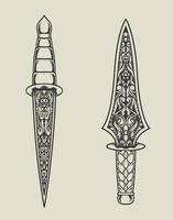 Vintage Two knife ornament style vector
