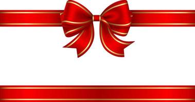 red bow and ribbon with gold edging vector