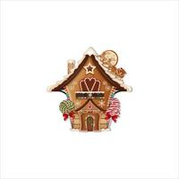 isolated christmas gingerbread house with cookies and cookies vector