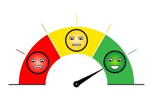 Rating or score concept. Gauge with needle pointing to excellent. Vector illustration