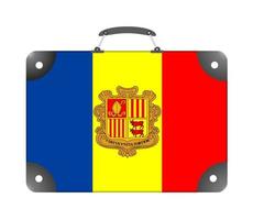Andorra country flag in the form of a travel suitcase on a white background photo