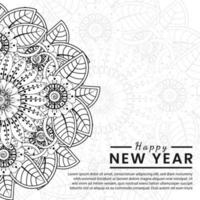 Happy new year banner or card template with mehndi flower vector