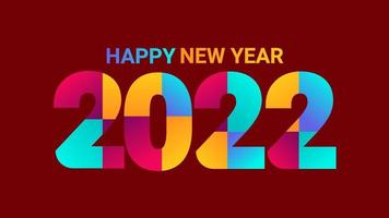 Happy new year 2022 greetings with colorful text vector