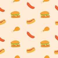 Seamless Pattern with Fast Food vector