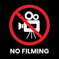 No Filming Sign Sticker with text inscription on isolated background vector