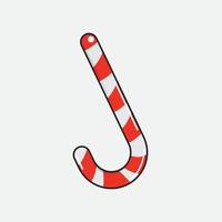 Realistic candy cane isolated on transparent backdrop. Vector illustration. Top view on icon. Template for greeting card on Christmas and New Year.