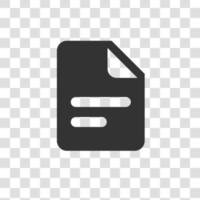 Document vector icon isolated vector graphic. Paper document page icon vector element. Agreement file symbol.