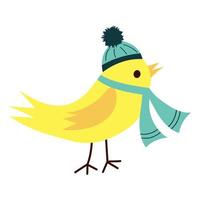Bird in hat and scarf vector