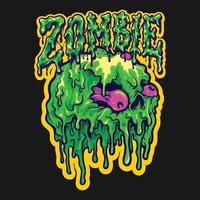 Skull Zombie Melt Cartoon Illustrations vector