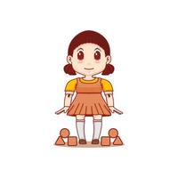 doll play with toys cartoon chibi vector